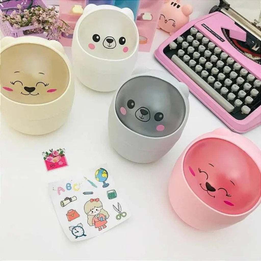 Mini Lixeira Fofa De Urso De Desenho Animado