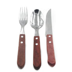 Jogo de Talheres 25 Peças Inox com Cabo de Madeira