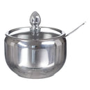 Açucareiro De Luxo Aço Inox Com Tampa De Vidro