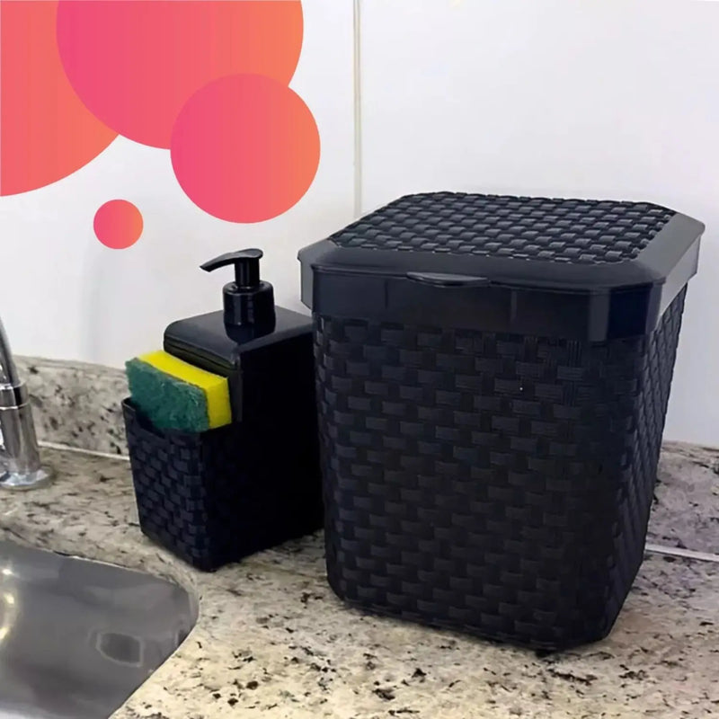 Lixeira de Pia Preta 5L – Cesto de Lixo Multiuso para Cozinha e Banheiro