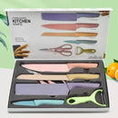 Kit De Facas Inox Profissional Colorido 6 Peças