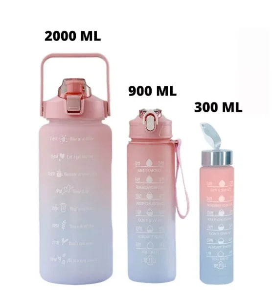 Kit Garrafas 3 em 1 Garrafas 2L 900ml 300ml Squeze