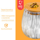 Pote Vidro Tampa Bambu Hermético 600ML