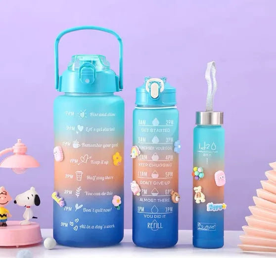 Kit Garrafas 3 em 1 Garrafas 2L 900ml 300ml Squeze