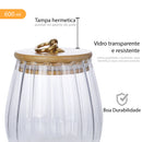 Pote Vidro Tampa Bambu Hermético 600ML