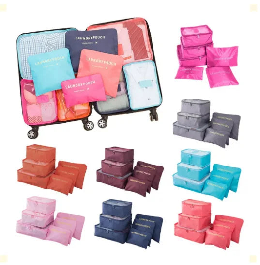Kit com 6 Necessaires Organizadoras para Mala de Viagem
