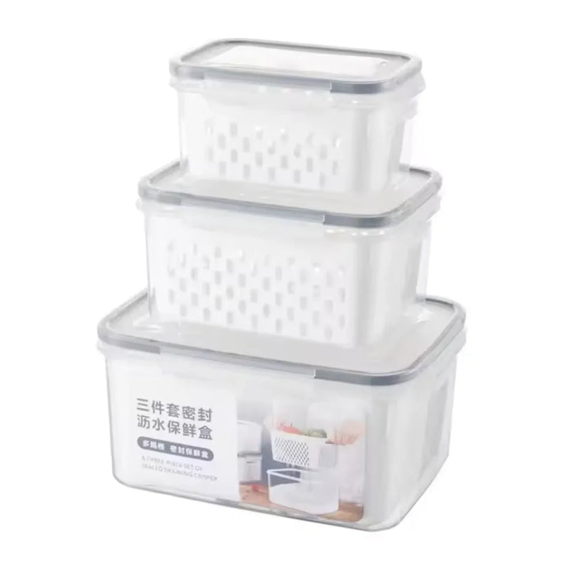 Kit 3 Potes Herméticos Retangulares com Tampa Transparente