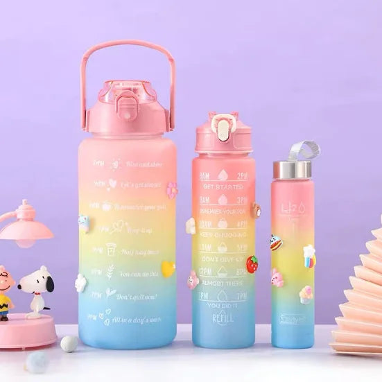 Kit Garrafas 3 em 1 Garrafas 2L 900ml 300ml Squeze