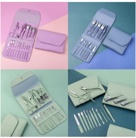 Kit Manicure e Pedicure 16 Peças Estojo Completo para Unhas