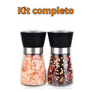 Kit 2 Moedores de Temperos Inox e Vidro