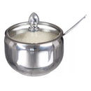 Açucareiro De Luxo Aço Inox Com Tampa De Vidro