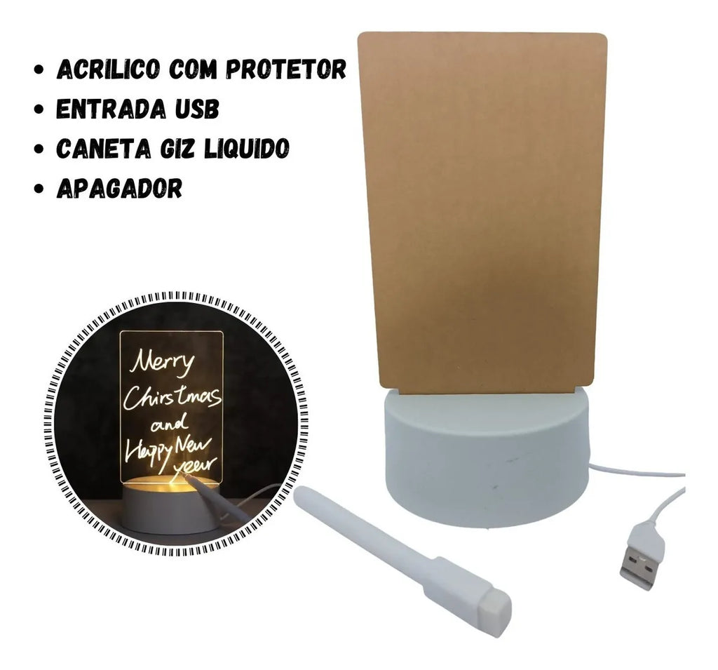 Luminária Lousa De Mesa 3D