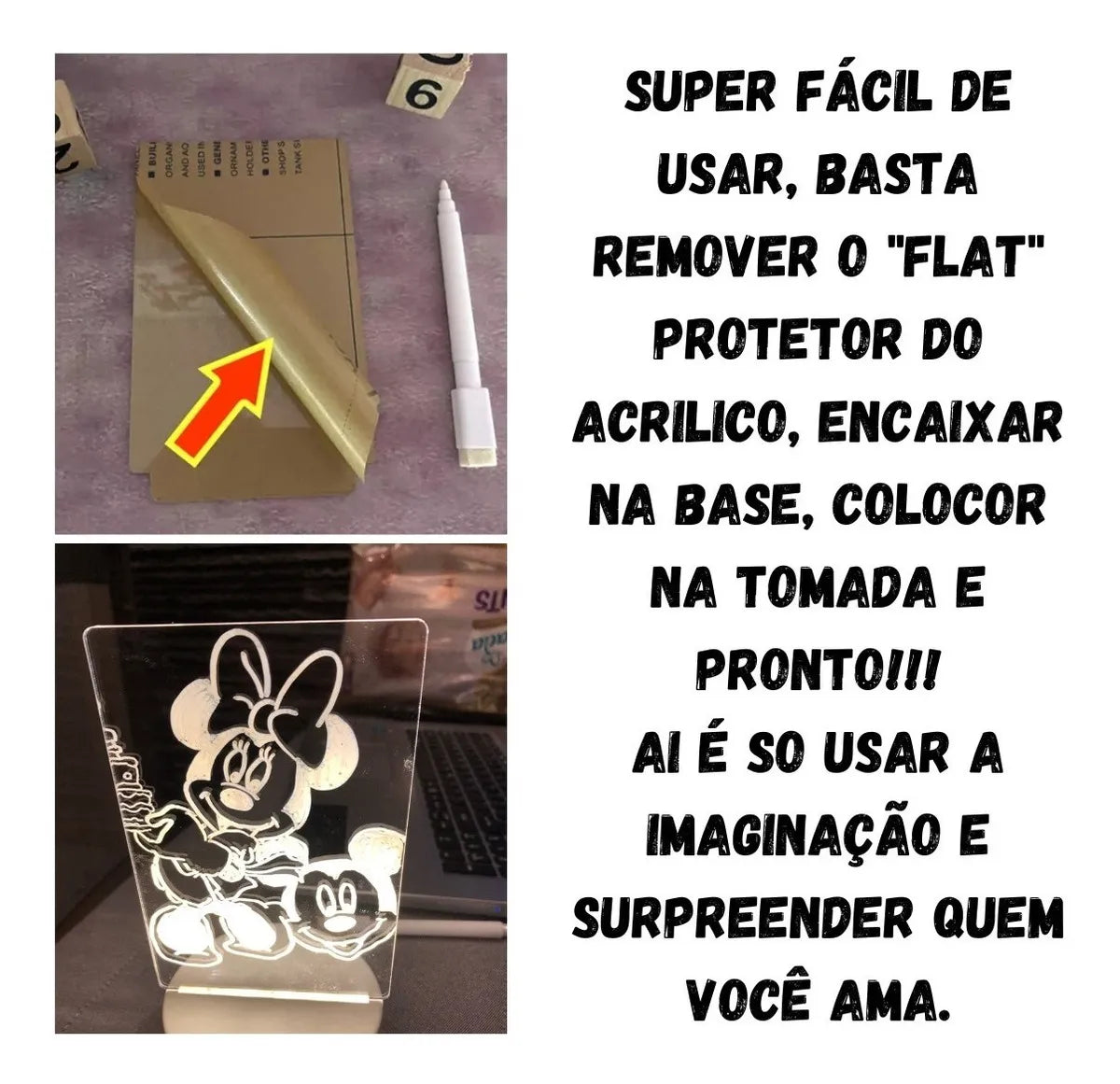 Luminária Lousa De Mesa 3D