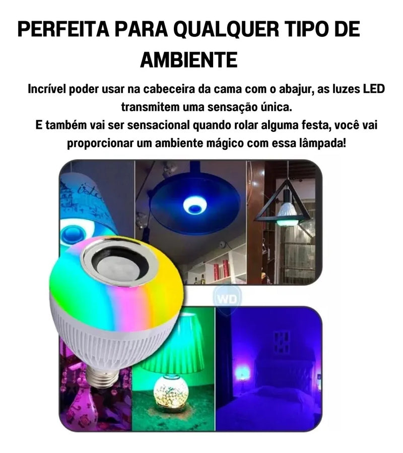 Lâmpada LED Colorida com Áudio Bluetooth