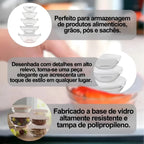 Conjunto De 5 Potes De Vidro Herméticos Com Tampa