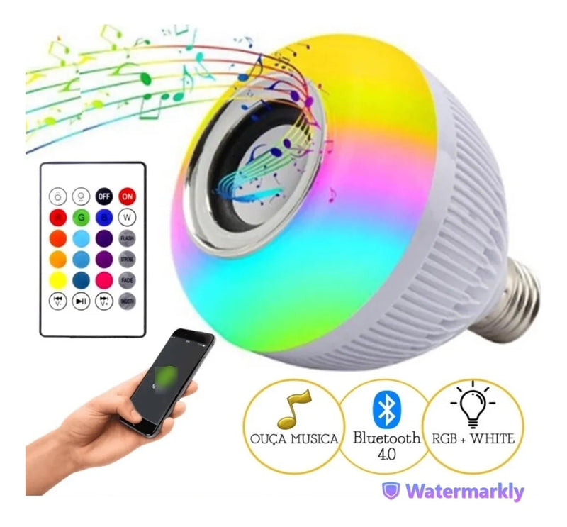 Lâmpada LED Colorida com Áudio Bluetooth