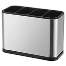 Porta-Talheres De Inox Escorredor Com 4 Divisórias E Drenagem