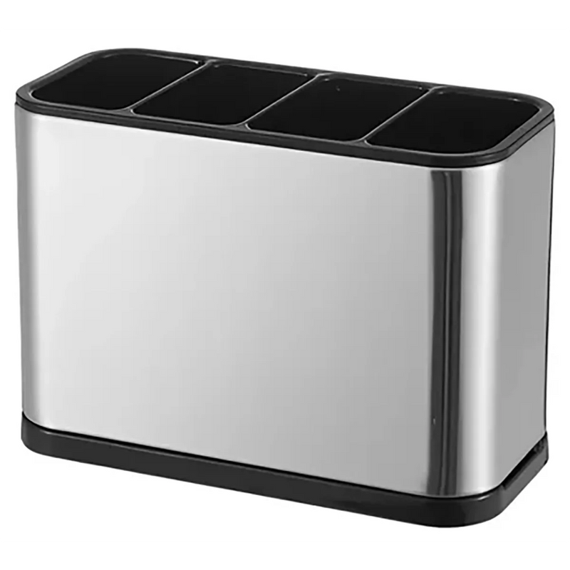 Porta-Talheres De Inox Escorredor Com 4 Divisórias E Drenagem