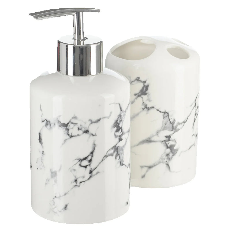 Conjunto Lavabo Banheiro Saboneteira e Porta Escova em Porcelana