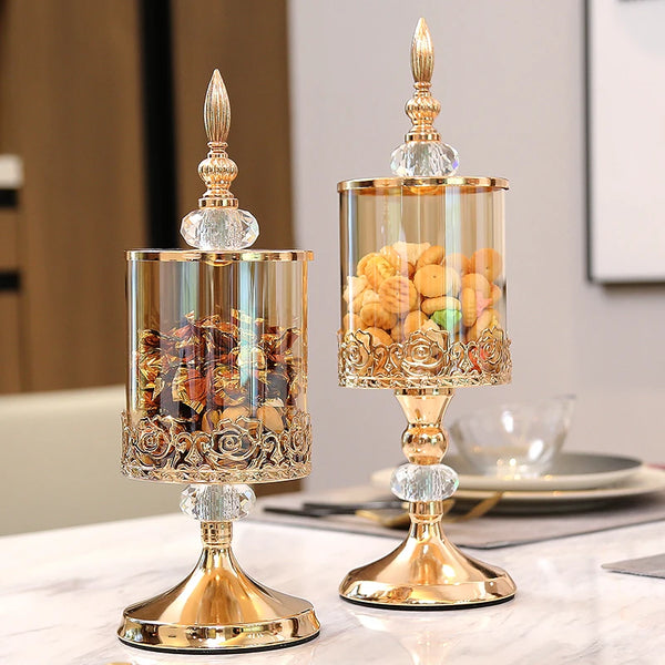 Pote De Armazenamento De Cristal Europeu Luxo