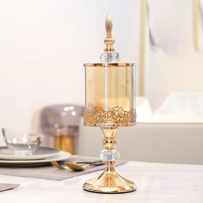 Pote De Armazenamento De Cristal Europeu Luxo