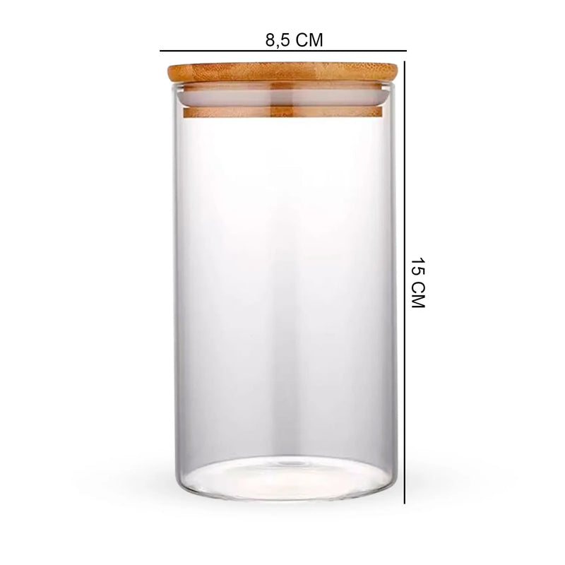 Pote Hermético de Vidro com Tampa de Bambu 850ml