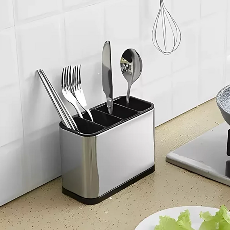 porta talheres inox escorredor"

"organizador de talheres com dreno"

"escoderredor profissional para restaurante"

"porta talheres 4 divisórias"

"acessório de cozinha inoxidável"