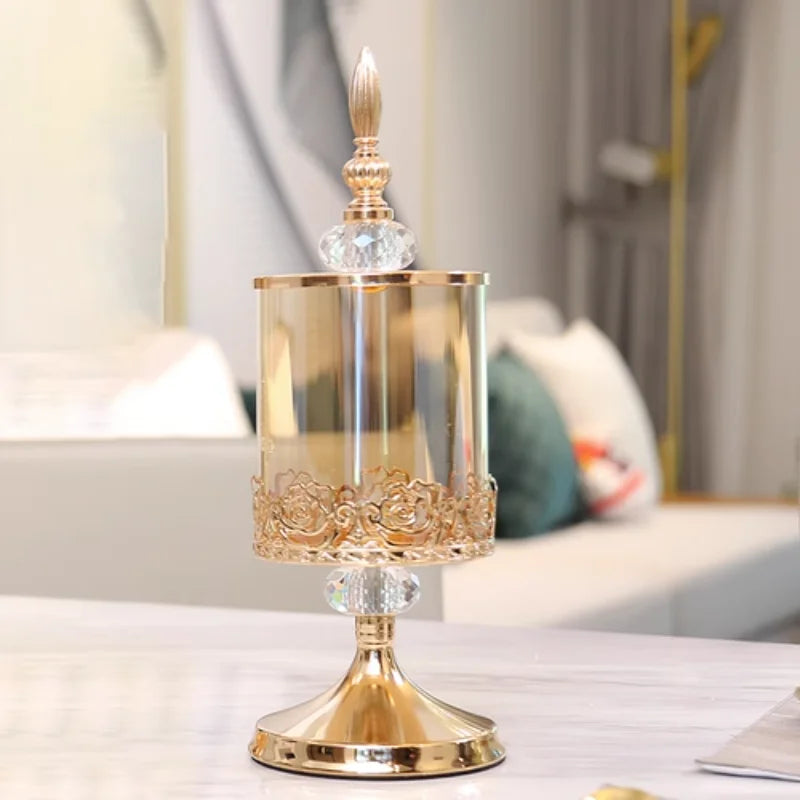 Pote De Armazenamento De Cristal Europeu Luxo