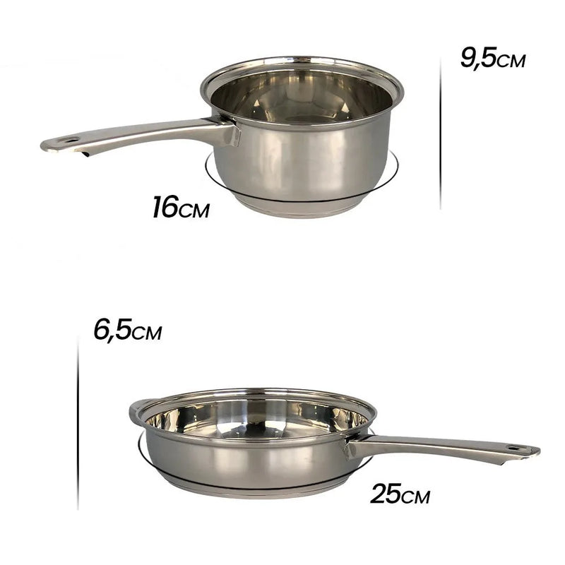 Conjunto 5 Panelas Aço Inox com Tampa de Vidro