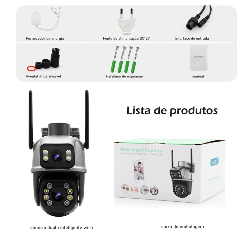 Câmera de Segurança Wi-Fi 4K Monitoramento 360° com Áudio Bidirecional