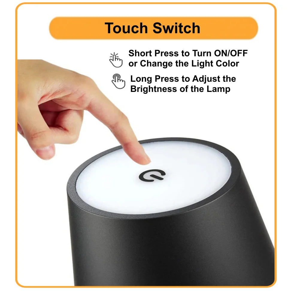 Luminária LED Sem Fio Touch – Luz Decorativa para Quarto e Escritório