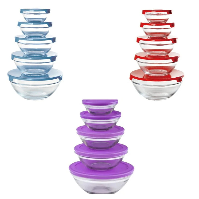 Conjunto De 5 Potes De Vidro Herméticos Com Tampa