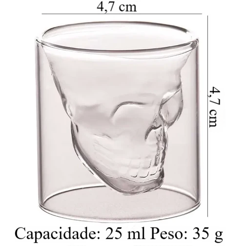 Copo Cristal Caveira Coquetel 3D