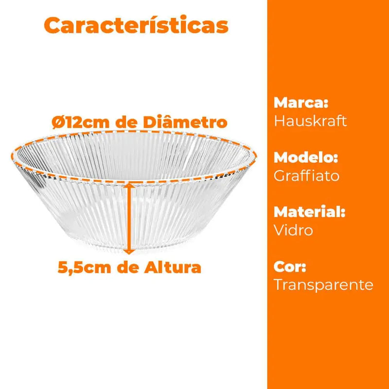 Tigela De Vidro Transparente Graffiato