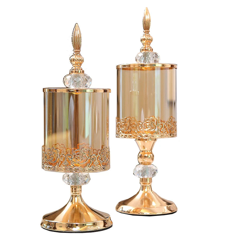 Pote De Armazenamento De Cristal Europeu Luxo