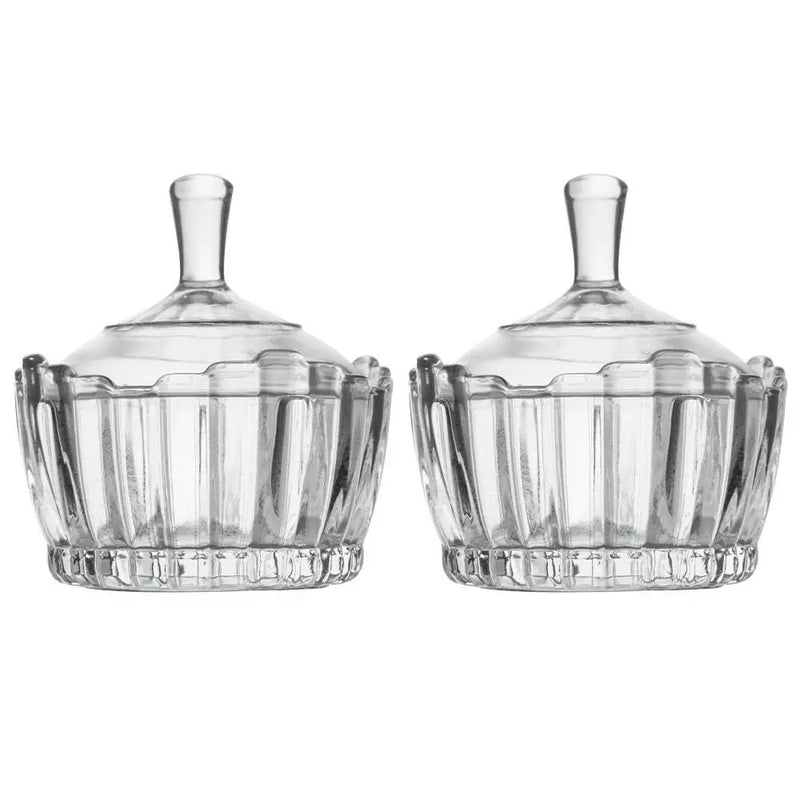 Baleiro Bomboniere Potiche Em Vidro 2 Peças