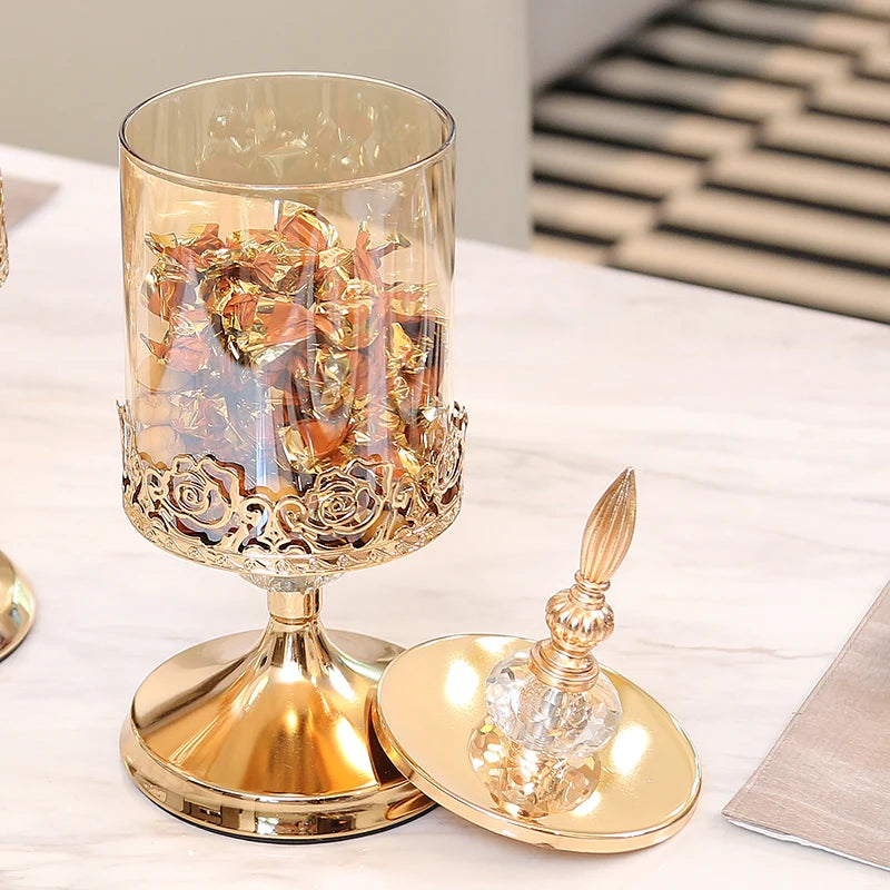 Pote De Armazenamento De Cristal Europeu Luxo