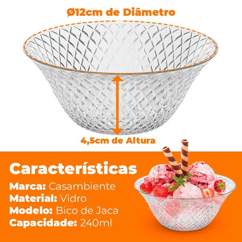 Taça Sobremesa Vidro Bico Jacca 240ML