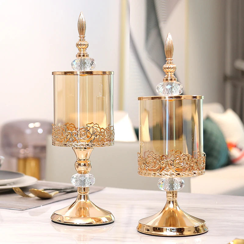 Pote De Armazenamento De Cristal Europeu Luxo