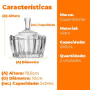 Baleiro Bomboniere Potiche Em Vidro 2 Peças