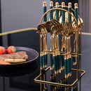 Talheres De Aço Inoxidável Com Cabo De Cerâmica 24 Peças Luxo