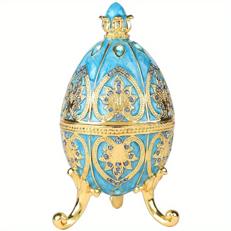 Caixa de Joias Elegante Pintada à Mão Estilo Fabergé