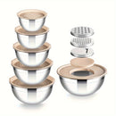 Jogo de 15 Tigelas de Aço Inoxidável com Tampa Hermética