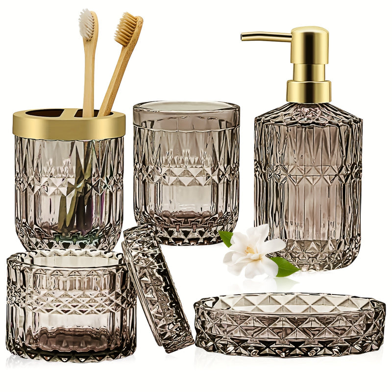 Conjunto de 5 Peças de Vidro de Luxo para Banheiro