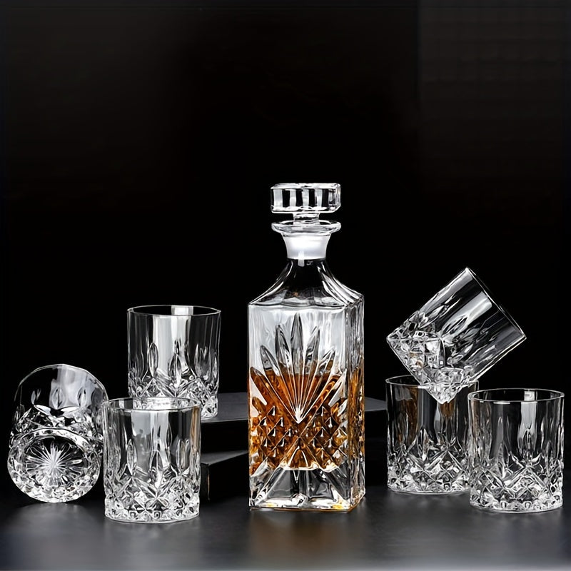 Conjunto De 7 Peças De Cristal Elegante Com Decantador De Uísque