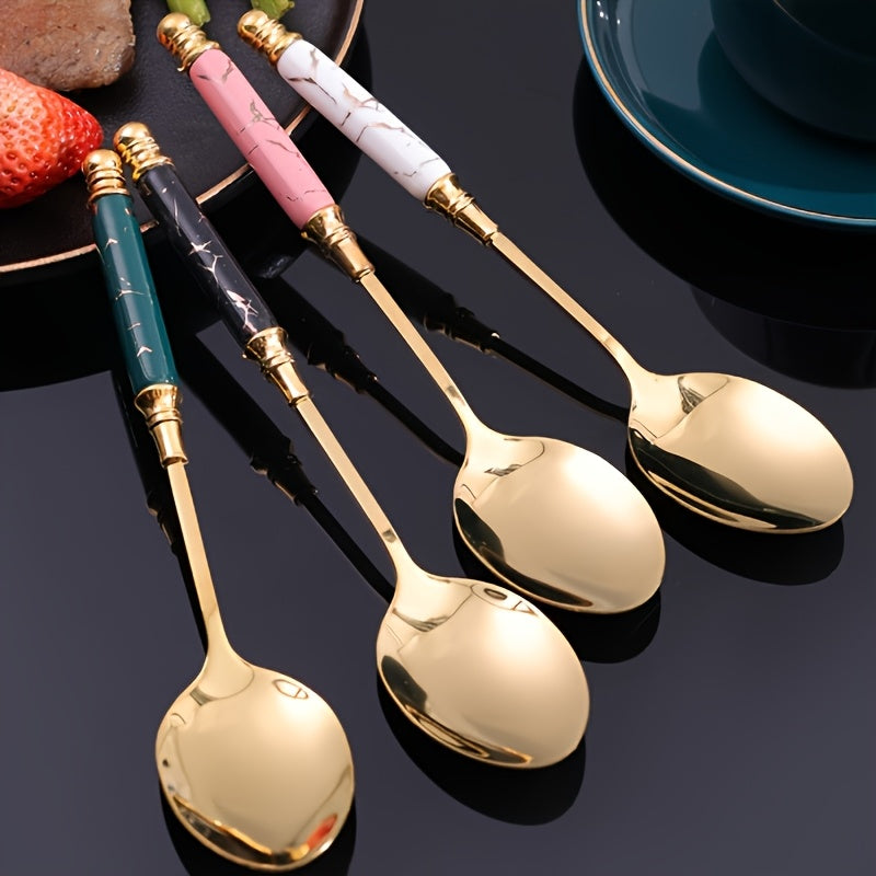 Talheres De Aço Inoxidável Com Cabo De Cerâmica 24 Peças Luxo