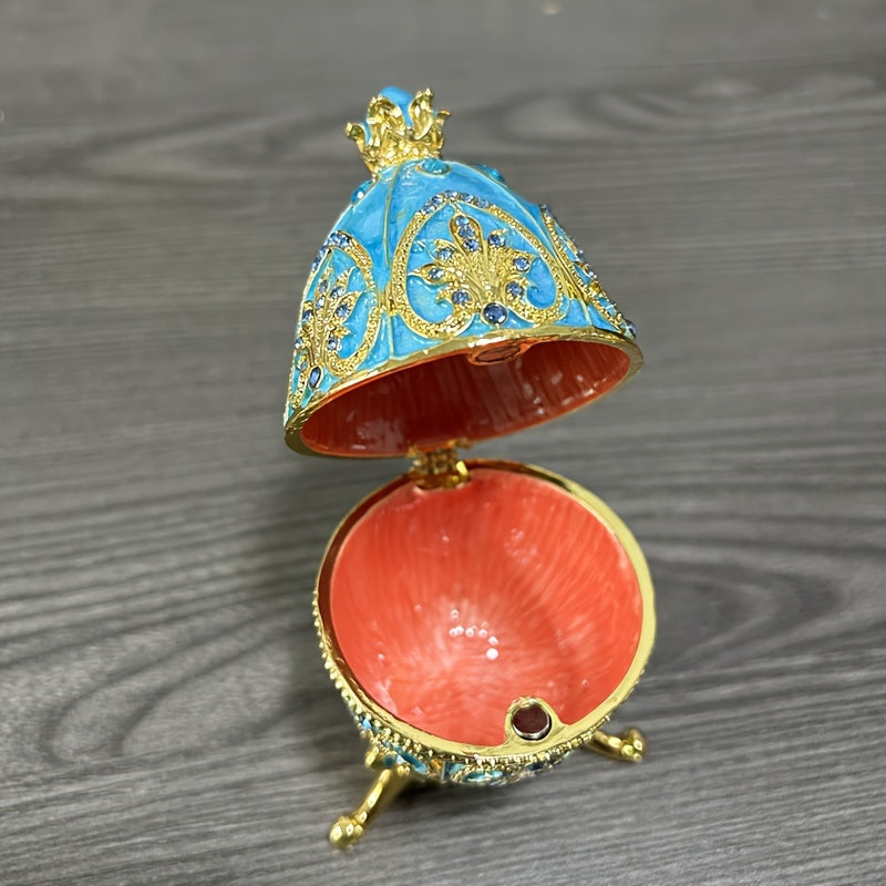 Caixa de Joias Elegante Pintada à Mão Estilo Fabergé