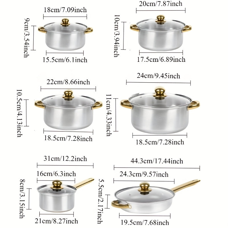 Conjunto de 06 Panelas e Frigideiras em Aço Inox