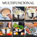 Conjunto de 5 Tigelas de Aço Inoxidável com Tampa