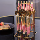 Talheres De Aço Inoxidável Com Cabo De Cerâmica 24 Peças Luxo